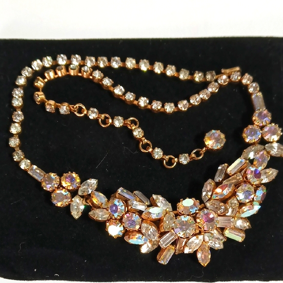 👑 RARE Vintage Schoffel & Co Austria Crown-Signed AB Crystal Collier Fairycore - Picture 1 of 12